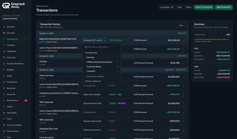 Choose a Transaction Category